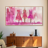 Chic Pink Dress Canvas Print | Fashion Inspired Artwork | Retro Pink Abstract Wall Art | Bedroom or Boutique Framed Decor | Trendy Art