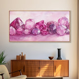 Gemstone Painting Canvas Print - Pink Abstract Art Minimalist Gemstone Painting Coastal Decor Feminine Gift Idea Wall Ar