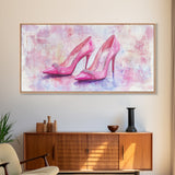 Glamorous Pink High Heels Canvas Print, Fashion Art, Whimsical Room Decor, Light Pink Wall Art, Feminine and Stylish Bedroom Art