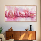 Pink Macarons Canvas Print | Whimsical Art, Food Review Kitchen Art, Light Pink Wall Art, Rustic Decor, Kitchen Wall Art, Dining Room Decor