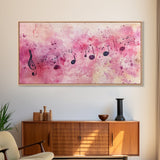 Sheet Music Canvas Print | Musical Wall Art, Whimsical Art, Light Pink Wall Art, Artistic Decor, Bedroom Art, Living Room Wall Decor