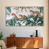 Tropical Leopard Trio Canvas Print Rustic Wall Art Botanical Jungle Decor Leopard Wall Art Above Sofa Art Gift Idea
