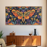 Mystical Butterfly Mandala Framed Canvas Print, Whimsical Art Decor, Colorful Bohemian Wall Art, Sacred Geometry, Dreamy Bedroom Art