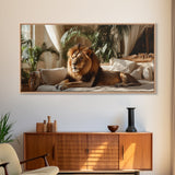 Vibrant Lion Wall Art Framed Canvas Print With Rustic Decor Perfect Above Sofa Living Room Art Gift Idea Wild Elegance Home Decor