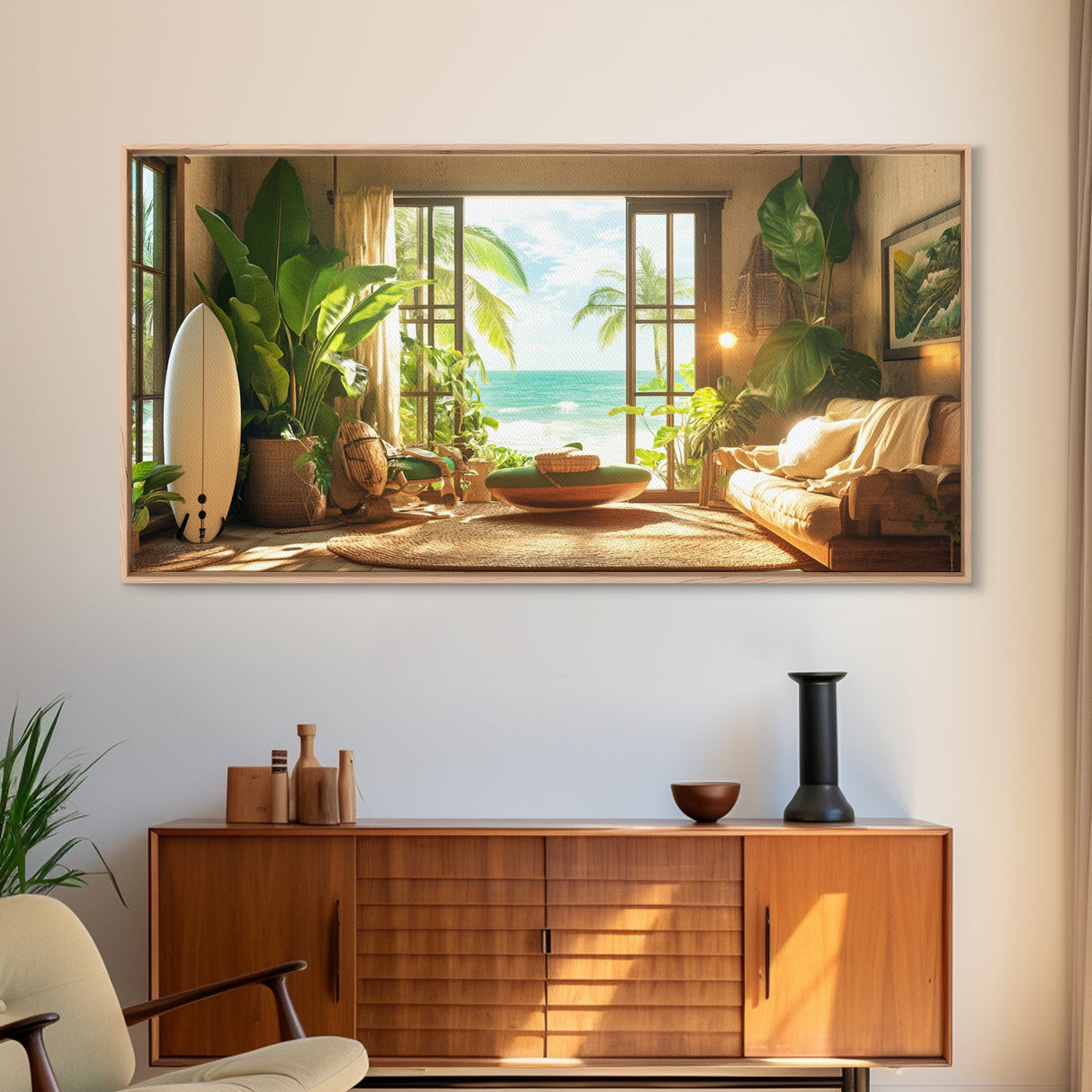 Surfside View Canvas Print Coastal Cowgirl Wall Art Tropical Beach Room Decor Nautical Wall Art Living Room Art Farmhouse Art Gift Idea