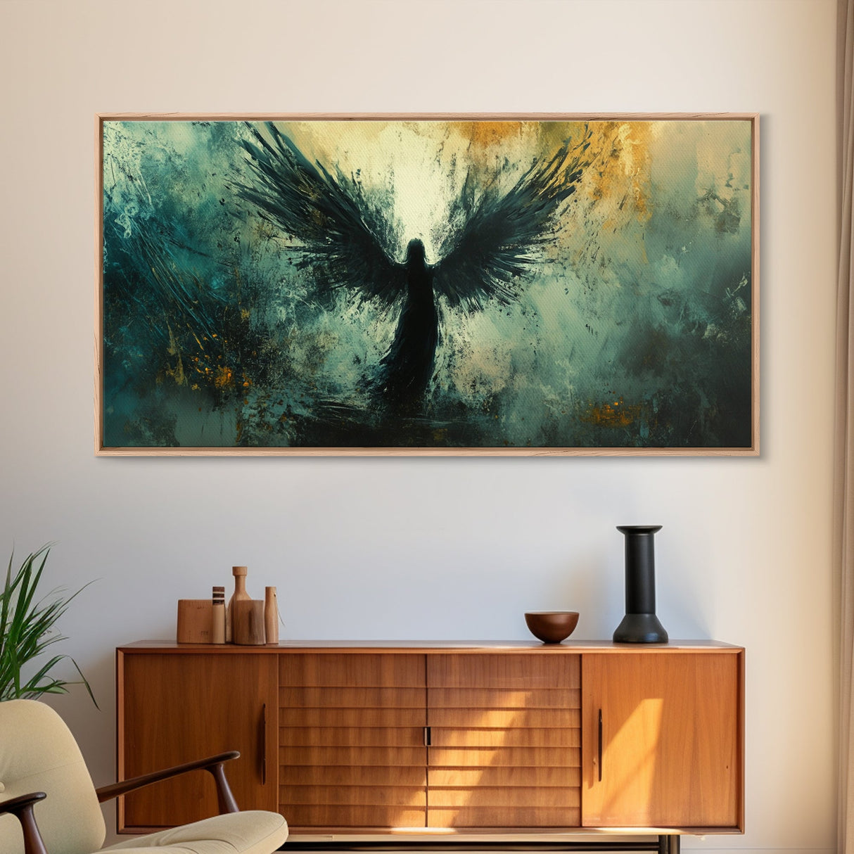 Abstract Angel Canvas Print Featuring Moody Art and Dark Angels Wall Art Stunning Vertical Art for Rustic or Minimalist Decor