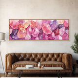 Gemstone Painting Canvas Print with Whimsical Crystal Colors, Gift Idea with Pink Orange Wall Art Accents, Boho Vertical Art