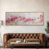 Pink Musical Notes Canvas Print, Rustic Abstract Artwork for Living Room, Nostalgic Art Nouveau Style, Horizontal Wall Art Decor