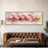 Pink Hats Wall Art Canvas Print Pearlescent Elements, Minimalist Abstract Artwork, Perfect Addition to Feminine Rustic Decor