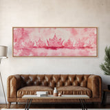 Pink Crown Canvas Print Minimalist Art Abstract Pink Wall Art Light Pink Bedroom Decor Princess Aesthetic Whimsical Art Wall Art