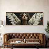 Angelic Portrait Canvas Print Goddess Art Print Dark Angels Wall Art Elegant Bedroom Decor Moody Painting Original Living Room Art