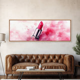 Pink Lipstick Art Canvas Print, Modern Makeup Wall Art, Feminine Decor, Light Pink Abstract Art, Whimsical Beauty Art