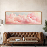 Dreamy Pink Clouds Canvas Print, Light Pink Wall Art, Minimalist Sky Art, Bedroom Decor, Soft Pastel Landscape Art, Horizontal Wall Art
