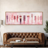 Light Pink Combs and Brushes Wall Art, Framed Canvas Print, Feminine Whimsical Art, Makeup Room Wall Art, Girly Room Decor