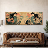 Art Nouveau Framed Canvas Print Goddess Art Print Feminine Boho Artwork Wildflower Wall Art Bedroom Artwork Guest Room Decor