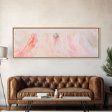Bridal Veil Light Pink Wall Art Framed Canvas Print Horizontal Wedding Rustic Decor Extra Wide Artwork Bedroom Art
