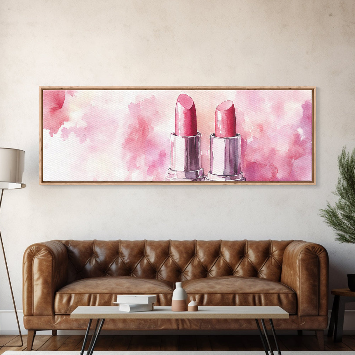 Lipstick Canvas Print, Whimsical Feminine Wall Art, Pink Abstract Makeup-Inspired Art, Bedroom or Beauty Room Gift Idea, Light Pink Decor