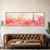 Eiffel Tower Blush Sky Canvas Print, Paris Landscape Art, Light Pink Wall Art, Romantic Artwork, Gift Idea For Her, Extra Wide Art