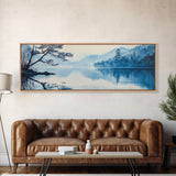 Serene Blue Lake Landscape Canvas Print, Pine Tree Art, Smoky Mountain Art, Coastal Landscape Art, Bedroom Art, Gift Idea For Him