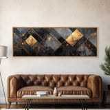 Geometric Gold Framed Canvas Print Art Deco Wabi Sabi Wall Art Rustic Modern Decor Unique Above Bed or Sofa Art Living Room Accent