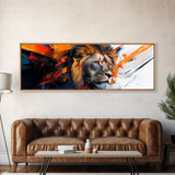 Vibrant Lion Abstract Framed Canvas Print, Lion Wall Art, Colorful Painting, Rustic Wall Art, Gift Idea, Above Couch Art, Living Room Decor