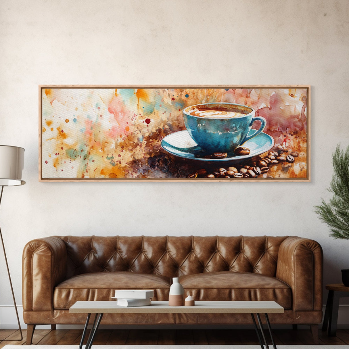 Latte Art Canvas Print, Coffee Wall Art Rustic Home Decor, Food Review Kitchen Art, Whimsical Art Gift Idea Cozy Kitchen Design