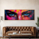 Vibrant Eyes Abstract Canvas Print, Modern Whimsical Wall Art, Colorful Art Gift Idea Bedroom Boho Artistic Expression Decor