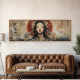 Radiant Goddess Framed Canvas Print Art Nouveau Style Japanese-Inspired Goddess Art Print Bedroom Wall Decoration