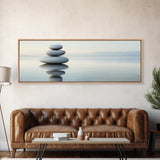 Zen Inspired Framed Canvas Print Minimalist Art Stacked Stones Calming Wabi Sabi Style Living Room Decor Neutral Wall Art