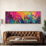 Abstract Swirl Framed Canvas Print Vibrant Colors Whimsical Art Modern Painting Lively Wall Art Guest Room Decor