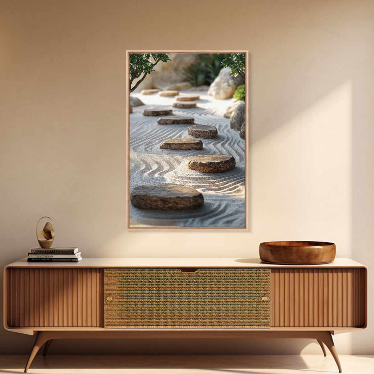 Zen Garden Path Canvas Print Minimalist Zen Wall Art Wabi Sabi Decor Zen Inspired Artwork Rustic Decor Above Bed Wall Art