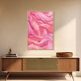 Flowing Abstract Pink Wave Art Framed Canvas Print | Feminine and Minimalist Bedroom or Living Room Aesthetic | Whimsical Art Decor