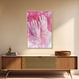 Light Pink Wall Art Canvas Print, Delicate Lace Gloves Illustration, Victorian-Inspired Art, Rustic Decor Bedroom Guest Room Gift