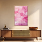 Calligraphy Pink Abstract Framed Canvas Print, Light Pink Wall Art, Romantic Handwriting Aesthetic, Minimalist Art Bedroom or Office Decor