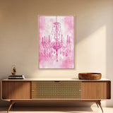 Pink Crystal Chandelier Canvas Print | Romantic Light Decor | Rustic Wall Art | Elegant Bedroom Art | Above Bed Wall Art | Farmhouse Decor