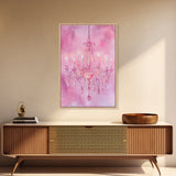 Elegant Pink Chandelier Canvas Print | Romantic Light Wall Art | Rustic Wall Decor | Bedroom Accent | Above Sofa Art | Farmhouse Vibe