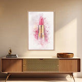 Radiant Pink Lipstick Canvas Print | Feminine Wall Art | Makeup Lover Decor | Modern Minimalist Art | Bathroom Accent | Gift Idea Her