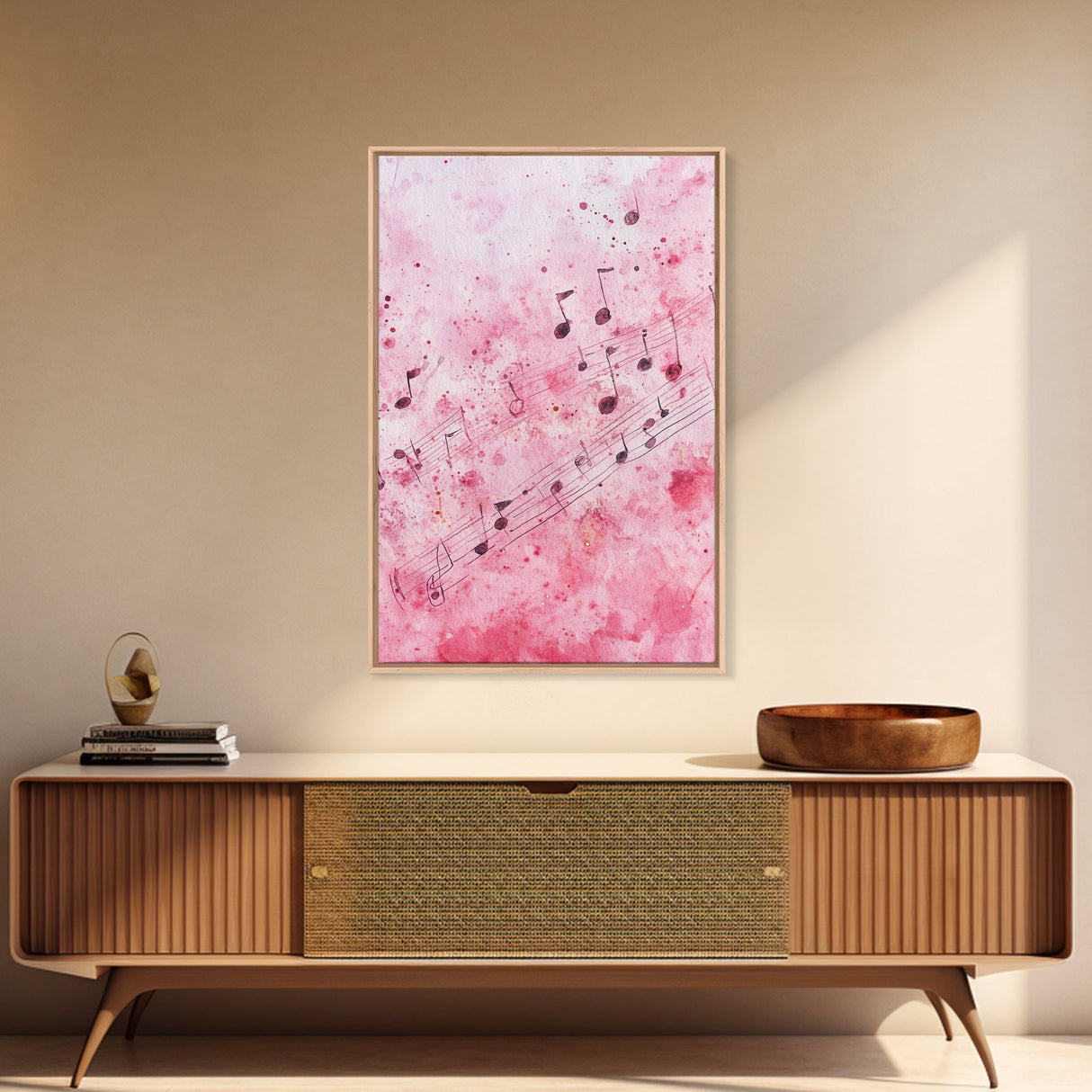 Pink Musical Notes Canvas Print, Whimsical Art, Music Lover Gift, Pink Wall Art for Dorm, Light Pink Wall Art, Artistic Decor, Living Room Art