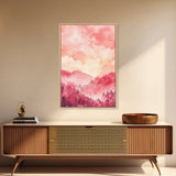Pink Mountain Sunset Canvas Print, Landscape Painting, Smoky Mountain Art, Pink Orange Wall Art, Bedroom Art, Artistic Decor, Living Room Art