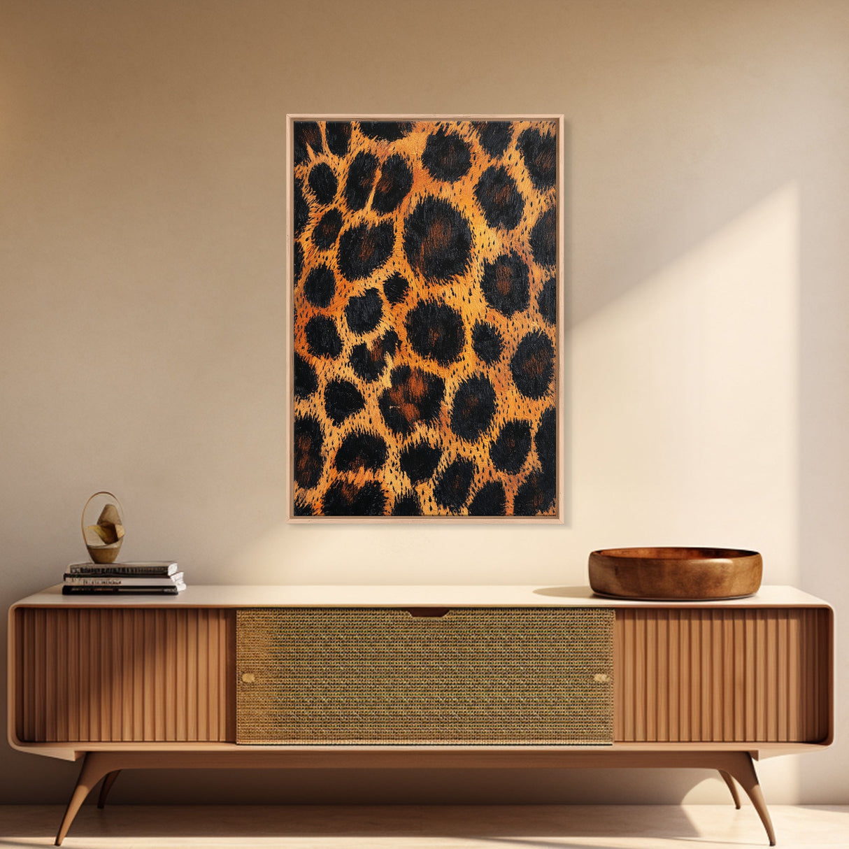 Leopard Wall Art Framed Canvas Print, Animal Print Rustic Decor, Bedroom Art, Skinny Tall Wall Art, Farmhouse Living Room Art