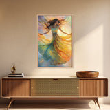 Enchanting Dancing Light Woman Canvas Print, Whimsical Art Adding Elegant Vibes to Living Room or Extra Wide Horizontal Wall Art