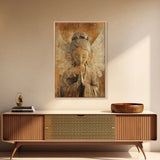 Serene Angel Sculpture Framed Canvas Print Angels Wall Art Rustic Wall Art Therapy Art Sacred Peaceful  Art Living Room Décor