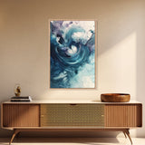Swirling Teal Abstract Canvas Print Minimalist Coastal Art Modern Zen Wall Decor Living Room Gift Idea Unique Wabi Sabi