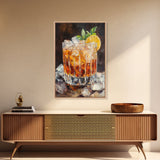 Lemon Whiskey Drink Canvas Print | Bar Kitchen Wall Art | Decor Martini Painting | Living Room Gift Idea for Him Art Print