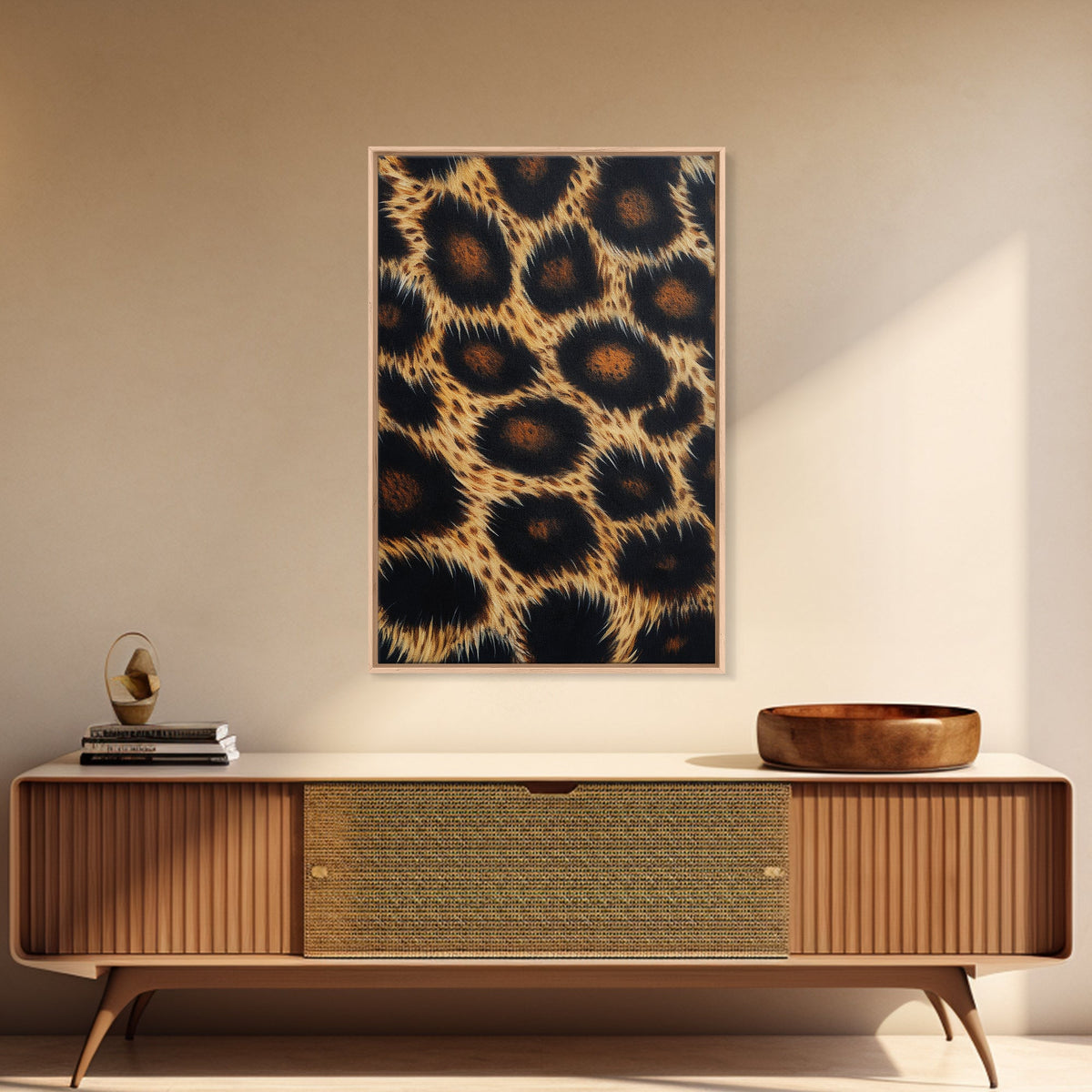 Abstract Leopard Canvas Print, Rustic Animal Print Wall Art, Bedroom Art, Farmhouse Decor, Skinny Tall Art, Gift Idea for Him
