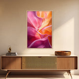 Fluid Pink Orange Canvas Print Featuring Bright Abstract Art Nouveau Style, Perfect Living Room Wall Art and Wabi Sabi Aesthetic
