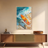 Surfboard Ocean Canvas Print with Coastal Landscape Art and Nautical Beach Decor for Summer Living Room or Bedroom Wall