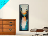 Sunset Reflection, coastal painting, pink orange wall art, lake Tahoe art farmhouse art, Framed Canvas Print, panoramic art