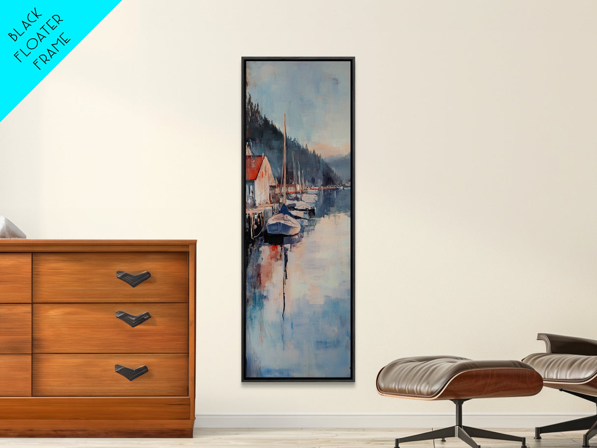Harbor Boats, Nantucket painting, seascape painting, lake Tahoe art, rustic wall art, gift idea for her, Canvas Print, living room art