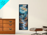 Moody River, Smoky Mountain Art, Landscape Painting, Moody Art, Blue and Green Wall Art, Tall Skinny Art, Framed Canvas Print